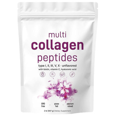 Multi-Type Hydrolyzed Collagen Peptides (Types I, II, III, V & X) • 1 lb