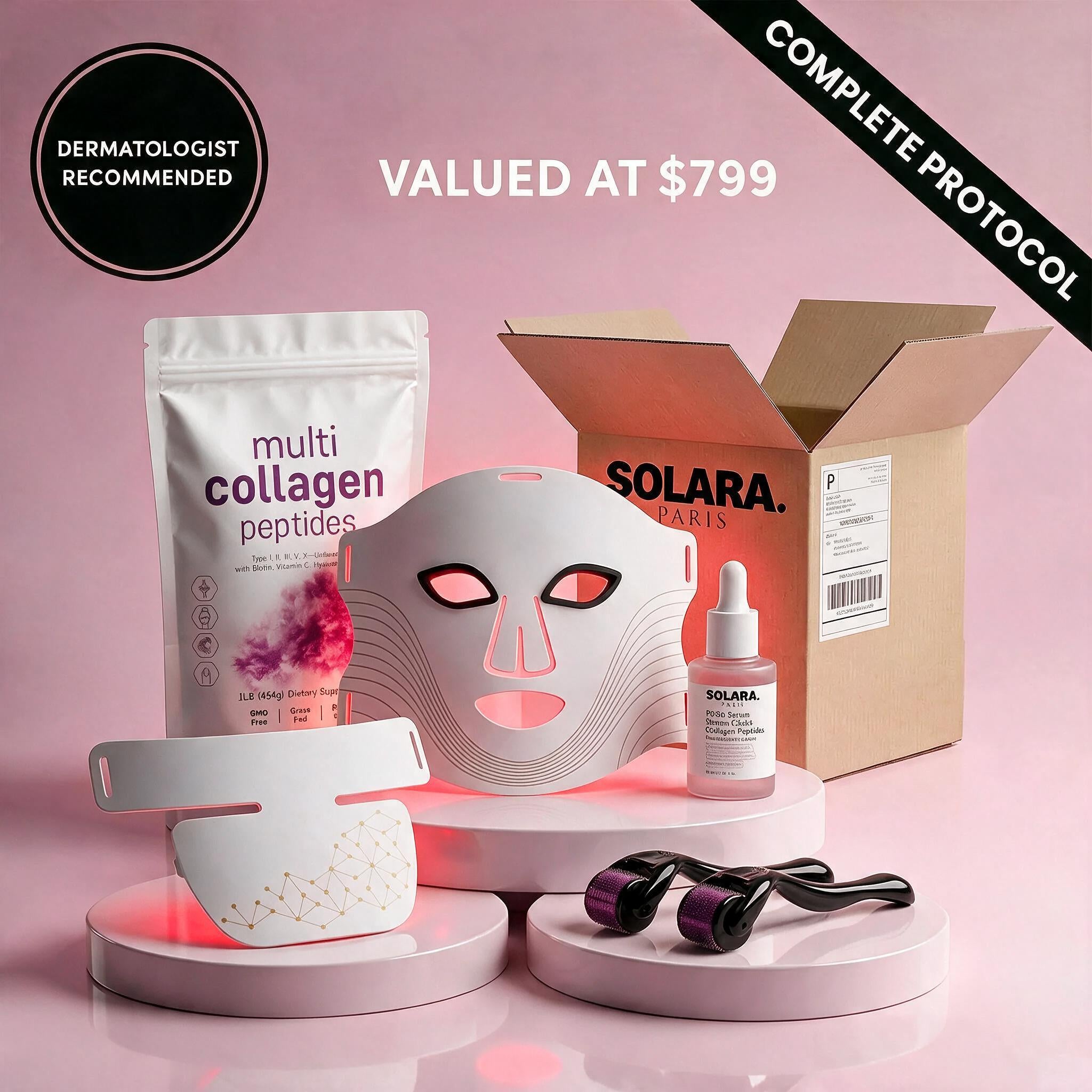 Solara Paris™ Clinical 630nm Red Light Face Mask — with Neck & Chest Extension
